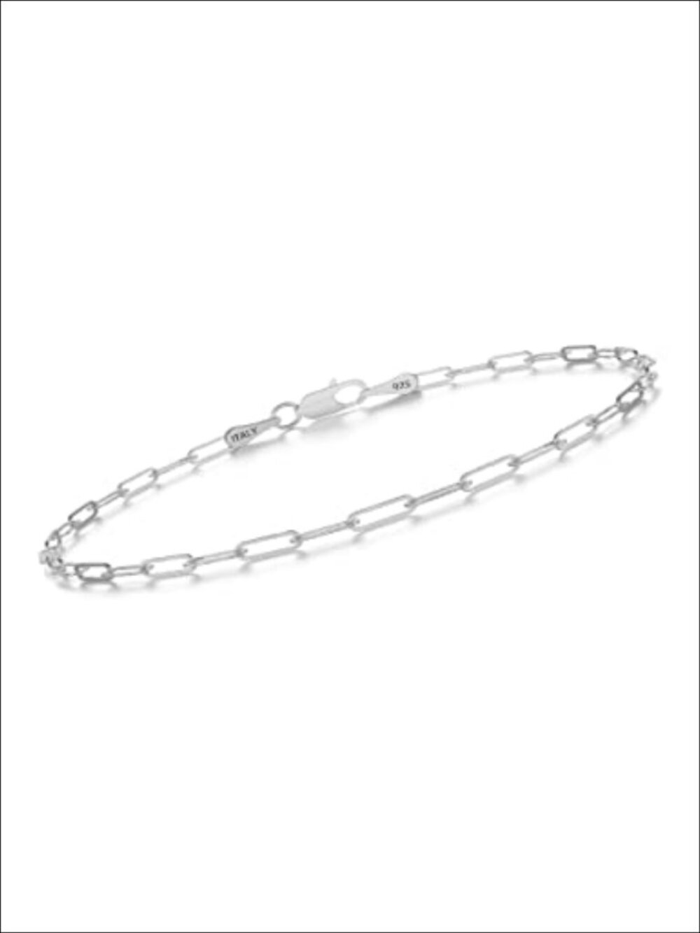 925 Sterling Silver Paperclip Chain Bracelet 4mm Unisex 7 Inch Italian